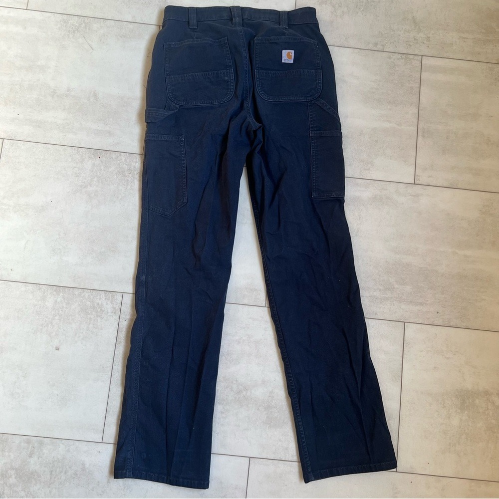 Carhartt Rugged Flex Loose Fit Canvas Work Pants Navy Blue BN2080-W Mens 31x31 - Picture 5 of 7
